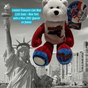 State of New York Collectible Coin Bear with a Mint Quarter - Limited Treasures